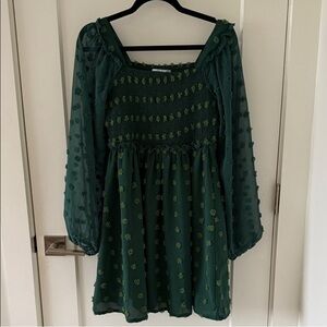 Smocked long sleeve dress